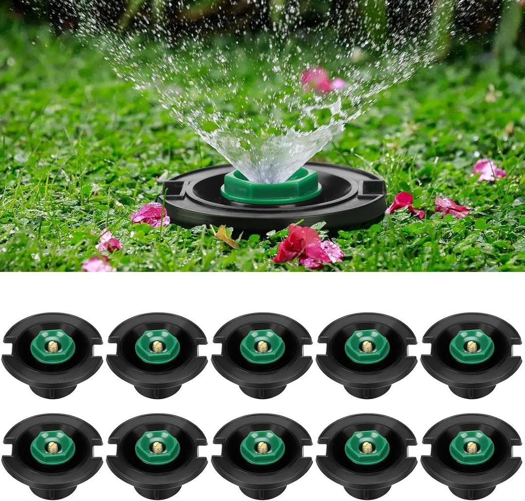 Geelin 10 Pcs Plastic Flush Head Sprinkler Circle Pop-up Full Sprinklers with Brass Pattern Spray Nozzle 1/2" Female Inlet Thread Compatible with Flush Heads from Other Major Brands 360