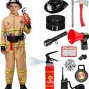 Spooktacular Creations Halloween Firefighter Costume for Kids, Brown Firefighter Roleplay Accessories for Toddler Party (S)