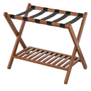 Luggage Racks Suitcase Stand Foldable With Storage Shelf For Guest Room Hotel Essentials Solid Bamboo Heavy-Duty Item Holder Chestnut Brown