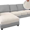 H.VERSAILTEX Sectional Couch Covers 4 Pieces Sofa Seat Cushion Covers L Shape Separate Cushion Couch Chaise Cover for Both Left/Right Sectional Couch (Seat Only: 1 Chaise + 3 Sofa, Ivory)