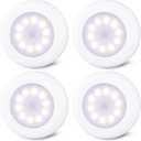 STAR-SPANGLED 4 Pack 3.1 Dimmable Push Tap Lights, Stick on LED Touch Puck Lights AA Battery Operated, 3 Color Modes Sticky Button Lamps for Classroom, Kitchen, Under Cabinet, Closet