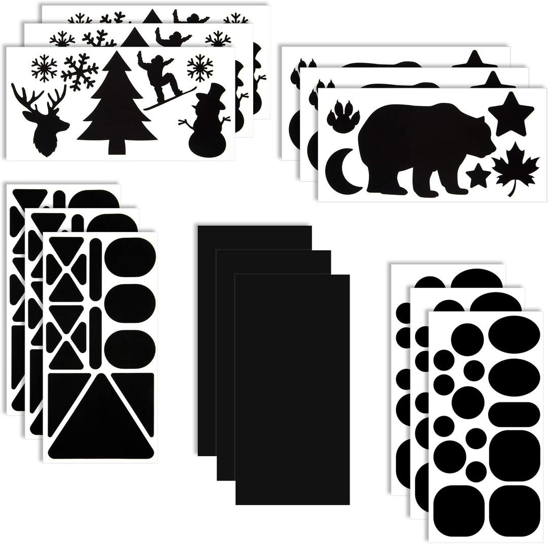 10 Sheets Repair Patches Down Jacket Black Nylon Fabric Patch Winter Self Adhesive Different Size and Shapes Clothes Clothing Repair Kit for Down Jacket, Tent Clothes, Bag