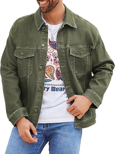 Bindefon Denim Jackets for Men Trucker Jean Jacket Unlined Coats Spring Fall Outfits, XS
