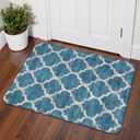 Lahome Moroccan Kitchen Rugs - 2x3 Washable Small Entryway Rug Indoor Door Mat, Non-Slip Throw Rugs Floor Bathroom Door Mats for Bedroom Room Redside Laundry Room Rug Decor (2X 3, Blue)
