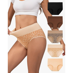 INNERSY Women's Underwear Cotton Soft Underwear High Waisted Breathable Briefs 5 Pack, S