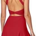 Heathyoga Tennis Dress with Built in Shorts and Bra Athletic Dress for Women Summer Cut Out Twisted Golf Workout Dress (X-Large, Red)
