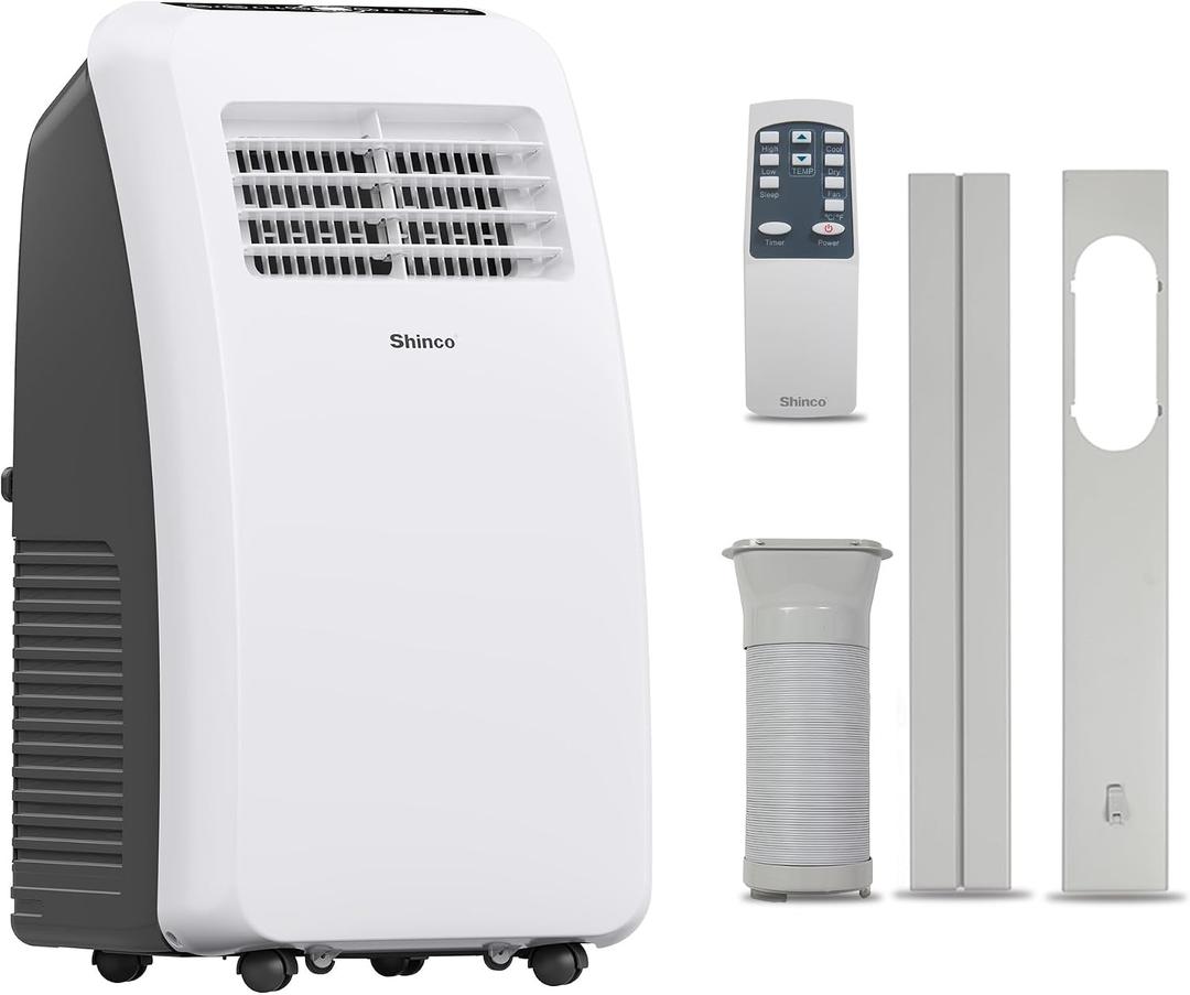 Shinco 8,000 BTU Portable Air Conditioner - 3-in-1 Cool/Dehumidifier/Fan for Rooms Up to 350 sq.ft, Remote Control & 24H Timer, Compact AC Unit for Bedroom/Office