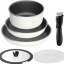 6pcs Pots and Pans Set, Nonstick Cookware Set Detachable Handle, Induction Kitchen Cookware Sets Non Stick with Removable Handle, RV Cookware Set, Oven Safe, White