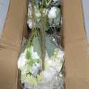 4 Bundles Artificial Peonies Silk Flowers, White Faux Peony Bouquet Florals Arrangements Decor for Farmhouse Home Boho Wedding Table Centerpiece, Fake Plastic Flowers Bulk Vase Decoration (White)