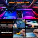 Jushope Interior Car LED Strip Lights, Acrylic LED Lights for Car with Dynamic Dreamcolor Chasing, Ambient Lighting Kits Music Sync Wireless APP and RF Remote Control (8 in 1)