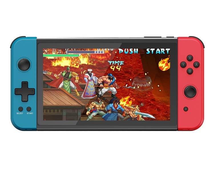 X70 Handheld Game Console, 7.0 inch IPS HD Screen Retro Games Consoles Classic Video Games Console with 64G Memory Cards & 6000 Games, Built-in 3500mAh Rechargeable Battery(Blue & Red)