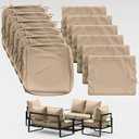 Tounosnt Thick Outdoor Back&Seat Cushion Covers 24×24×4in 6Pcs for Patio Furniture with Zipper Closure and Handle, Waterproof Replacement Slipcover for Garden Rattan Chair Sofa, Sand