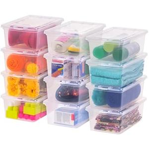 IRIS USA 7 Quarts Plastic Storage Container Bin with Latching Lid, Pack of 20, Nestable Box Tote Closet Game Organization Teacher Tools Art Supplies Shoe Shoebox Stackable