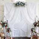 30ftx12ft White Backdrop Curtains for Wedding Parties, Wrinkle Free 6 Panels Silky Polyester 12 ft Long Photo Backdrop Drapes Back Drop Cloth Drapery for Birthday Photography Background Curtains, 5ftx12ft_6 Panels
