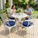 Summsun Outdoor Bistro Chair Cushions Set of 4, 15" D x 3" H Round Chair Cushions Waterproof and Fade Resistant Chair Cushion Pads with Non-Slip Ties and Removable Covers for Garden, Navy Blue, 15x3 Inch -4p