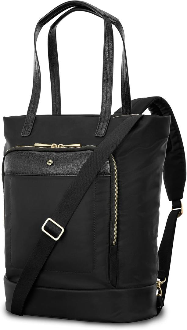 Samsonite Mobile Solutions 2 Convertible Backpack, 3-in-1 Tote, Crossbody & Laptop Backpack with Padded Laptop Sleeve, Water Bottle Pocket, Front Organizer, StackIt Strap, Travel & Everyday Bag