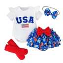 Newborn Onesies Girl Baby Newborn Girls Independence Day Letter Print Romper Shorts Socks Headband 4 Piece Holiday Party Outfit Baby Romper White 0 Months-3 Months
