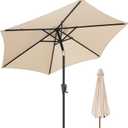 FLAME&SHADE Patio Umbrella Outdoor with Push Button Tilt, 9 ft Beige | UV Protection, Waterproof, Porch Deck Umbrella for Pool, Lawn, Table, Garden, Backyard, Provides Shade