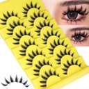 Manga Lashes Natural Eyelashes Spiky False Eyelashes Invisible Band 3D Cat Eye Lashes Wispy Fake Lashes Cosplay Anime Lashes 7 Pairs Pack Asian Doll Lashes Clear Band by YDAGKH