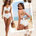 High Waisted Underwire Bikini Sets - Women 2025 Two Piece Swimsuits Halter Bathing Suits with Tummy Control Bottom (White, L)