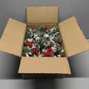 6ft Frosted Evergreen Christmas Snowed Pine Garland  Red Berries and Pinecones Holiday Fireplace Indoor Decoration