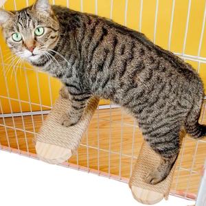 Cat Climbing Steps Scratching Tree  2pcs Scratching Steps Sisal Hemp Cage Shelf Ladder Pets Perch Furniture Inside The cage with Install Screws (L)