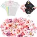 CHENGU 40 Pcs DIY Graduation Cap Decoration Kit Include 18 Assorted Artificial Flower Heads 14 Sheets Glitter Number Letter Stickers 7 Sheets Rhinestone Stickers and Bowknot Ornament for Grad(Pink)