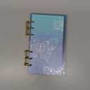 Koqye A6 Acrylic 6-Ring Binder Notebook, Blue Glitter Loose Leaf Personal Planner Budget Binder 90 Sheets Lined Refills Paper, Lay Flat Design, Gold Metal Round Ring for Student Refillable Travel Office Supplies