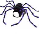 Dog Spider Costume Funny Halloween Puppy Costumes Pet Cat Outfits Clothes Small Black Purple (S (Neck 7.8-12.6",Chest 11.8-16.5"))