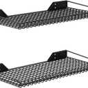 WALMANN 2 Pack Garage Wall Shelf, 23.5" x 12" Wall Mounted Storage Shelves for Garage, Closet, Laundry Room, Heavy Duty Wall Shelving, Holds Up to 65 lbs(Black)