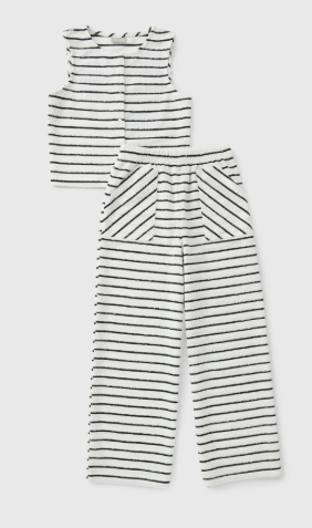 Girls Black Stripe Vest & Short Set, size: Medium