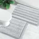 Yimobra Washable Bathroom Rugs Sets 2 Piece, Non Slip and Absorbent Toilet Mat, Quick Dry, Luxury Microfiber Chenille Plush Contour Bath Rugs for Toilet Base (Silver Grey, 17" x 24"+20" x 24.4")