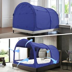 Alvantor Bed Canopy Bed Tents Dream Tents Privacy Space Full Size Sleeping Tents Indoor Pop Up Portable Frame Curtains Breathable Grey Cottage (Mattress Not Included) Reducing Light