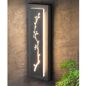 tewei LED Outdoor Wall Light Fixture, Black Modern Square Exterior Wall Sconce with Bough, Indoor Lighting Sconce 360 Beam Angle, Warm White 3000K Porch Light for Entrance, Hallway (1 Pack)
