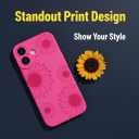 for iPhone 17 Case Hot Pink Flowers Floral Print | Shockproof Soft Silicone TPU Protective Cover for Girls Women, Fashion Design with Camera Protection, Wireless Charging