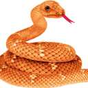 Large Lifelike Plush Snake, 71 in Giant Stuffed Animal for Kids, Brown