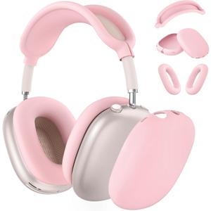 Silicone Case Cover for AirPods Max Headphones, Ear Pad Case Cover/Ear Cups Cover/Headband Cover for AirPods Max (USB-C/Lightning)(2024/2020),Accessories Silicone Protector for Apple AirPods Max, Pink