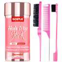 Hair Wax Stick Hair Pomade Hair Silk Stick for Hair, Long-Lasting Styling Wax Stick, Smoothing & Slick Stick for Women Men Fly Away & Edge Frizz Wax Hair with Edge Brush, Bristle Brush & Hair Comb