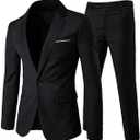 Cloudstyle Men's 2-Piece Suits Slim Fit 1 Button Dress Suit Jacket Blazer & Pants Set
, XS