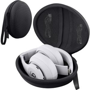 co2CREA for Beats Studio Pro / Studio3 / Solo4 / Solo3 Headphones, Hard Travel Case Compatible with Beats Wireless On-Ear Headphones (Black Case)