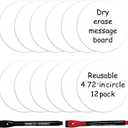 SVNOOC Multi-Use Dry Erase Labels Sticky Notes Reusable Stickers for Wall Desk Fridge Classroom Office Home and More, Message Board with 2 Markers (5" in Circle White), 12 Pack