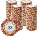 Monte Carlo 14-gram Poker Chips (100-pack) - Premium Heavyweight Clay Composite ($5 Red)