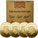 4 Pack Resilience Commemorative Coin - 2024 Historical Tribute with Fist Design, Gold Coins Fighting for America, Coins Save America, 40mm Gold Plated Commemorative Coins Gift, Merchandise