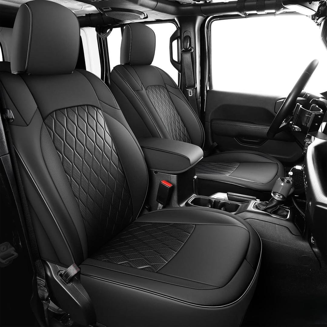 Coverado Seat Covers Fullset for Jeep Wrangler, Waterproof Car Seat Covers for Automotive Truck Seat Covers Custom Fit for 2018-2024 Jeep Wrangler JL 4-Door with Rear Cupholder OnlyBlack