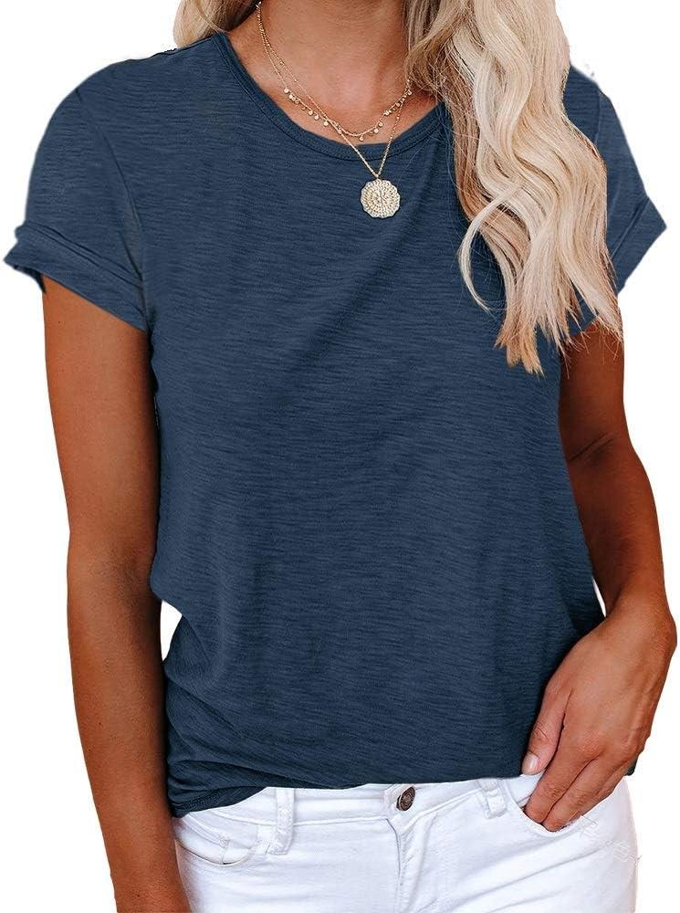 Cicy Bell Women's Short Sleeve Shirts Crewneck Loose Casual Summer Basic Tees Tops M