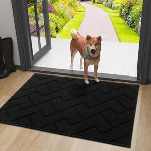 OLANY Indoor Door Mat, 36x24, Dirt Resistant and Absorbent, Sturdy Non-Slip Rubber Backing, Easy to Clean, Washable Low-Profile Doormat for Entryway, Black (36" x 24")
