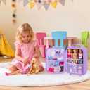 Travel Rolling Suitcase Compatible with Barbie Dolls 12-Inch Holds up to 6 Dolls, Storage Luggage Backpack with Wheels and Handle, Multiple Pockets for Dolls Clothes, Accessories, Purple, Bag Only