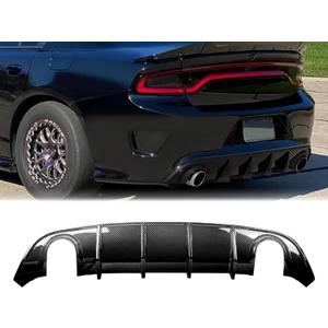 Rear Diffuser for 2015-2024 Dodge Charger SRT Rear Bumper Lip Splitter Spoiler Diffuser Non-widebody Gloss Black (Carbon Fiber)