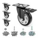 4 Inch Caster Wheels-Set of 4, Heavy Duty Casters Wheel with Brake, No Noise Polyurethane (PU) Wheels and Safety Dual Locking Casters, 4" Swivel Plate Castors for Cart, Furniture, Workbench
