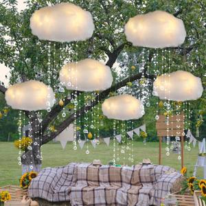 Marsui Artificial Cloud Props Imitation 3D Cotton Cloud Ceiling Light Hanging Decorations with Hanging Acrylic Raindrop for Room Ceiling Wall Baby Shower Party Wedding Nursery Classroom Decor(6 Pcs)
